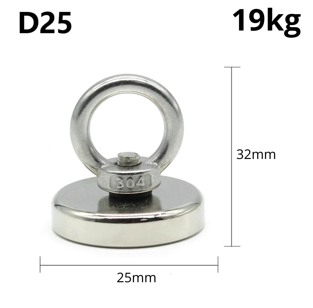 Aimant de Pêche MagneQuest D25 19KG