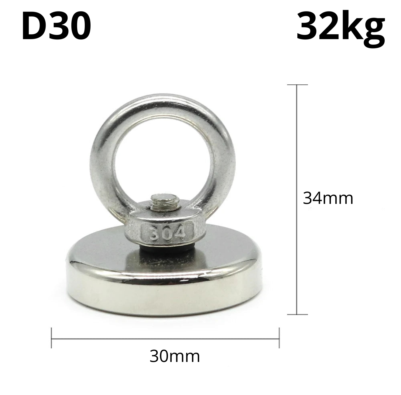 Aimant de Pêche MagneQuest D30 32KG